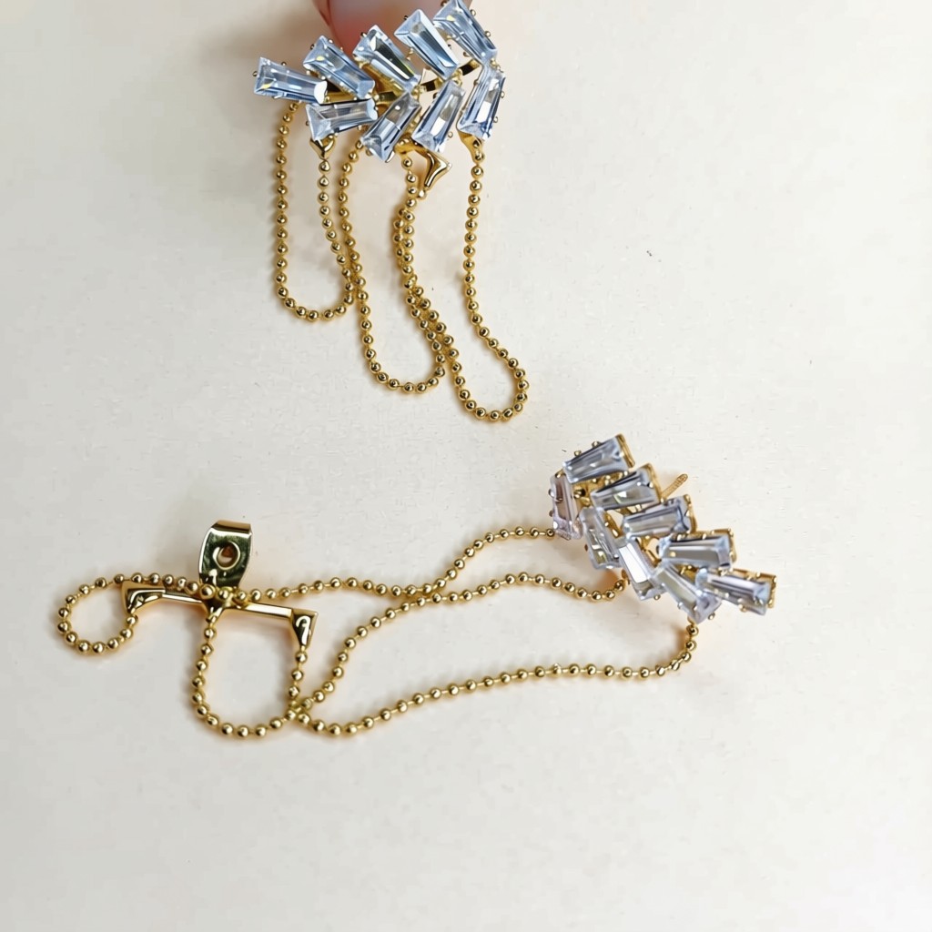 Crystal Tassel Chain Drop Earrings for Women