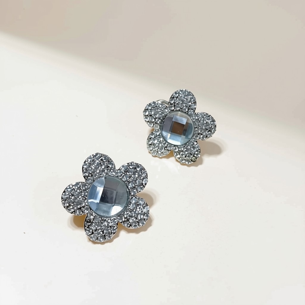 Flower Crystal Stud Earrings for Women | Premium Artificial Earrings